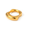 Women's Stainless Steel Smooth And Irregular Concaveconvex Ring With 18K Gold Electroplating