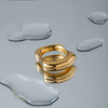 Women's Stainless Steel Smooth And Irregular Concaveconvex Ring With 18K Gold Electroplating