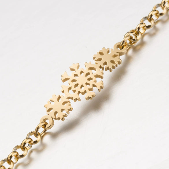 Women's Stainless Steel Snowflake Bracelet With Geometric Design And Electroplated Finish Simple Fashion Jewelry Gift