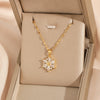 Women's Stainless Steel Snowflake Pendant Lip Chain Necklace With Mixed Gemstone Setting And Electroplating
