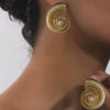 Women's Stainless Steel Spiral Conch Earrings With Geometric Pattern And Electroplated Treatment