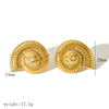 Women's Stainless Steel Spiral Conch Earrings With Geometric Pattern And Electroplated Treatment