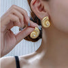 Women's Stainless Steel Spiral Conch Earrings With Geometric Pattern And Electroplated Treatment