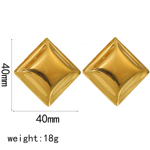 Women's Stainless Steel Square Electroplated Geometric Earrings