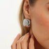Women's Stainless Steel Square Stud Earrings With Polished Geometric Design And Electroplated Finish Fashionable Everyday Jewelry