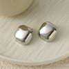 Women's Stainless Steel Square Stud Earrings With Polished Geometric Design And Electroplated Finish Fashionable Everyday Jewelry