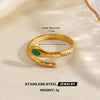 Women's Stainless Steel Stackable Rings With Natural Stone Inlay Geometric Line Design And Gold Tone Electroplated Finish