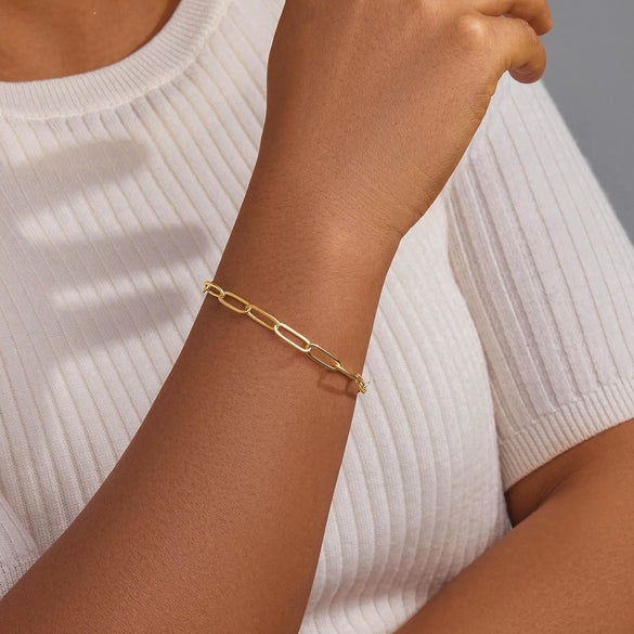 Women's Stainless Steel Stacking Bracelet With Geometric Cuban Chain Design Electroplated Fashion Jewelry Accessory