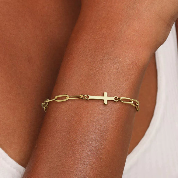 Women's Stainless Steel Stacking Bracelet With Geometric Cuban Chain Design Electroplated Fashion Jewelry Accessory