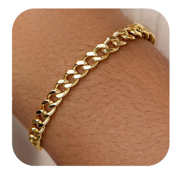 Women's Stainless Steel Stacking Bracelet With Geometric Cuban Chain Design Electroplated Fashion Jewelry Accessory