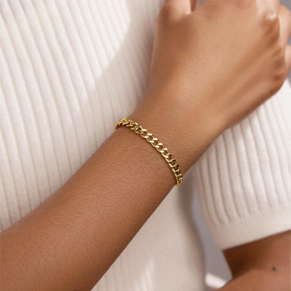 Women's Stainless Steel Stacking Bracelet With Geometric Cuban Chain Design Electroplated Fashion Jewelry Accessory
