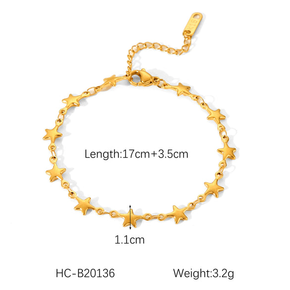 Women's Stainless Steel Star Chain Necklace With Geometric Pattern And Electroplating Design