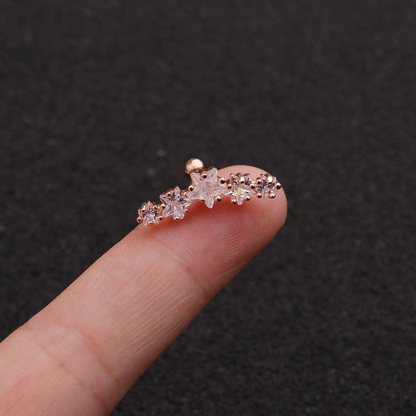 Women's Stainless Steel Star Pattern Inlaid Zircon Piercing Earrings