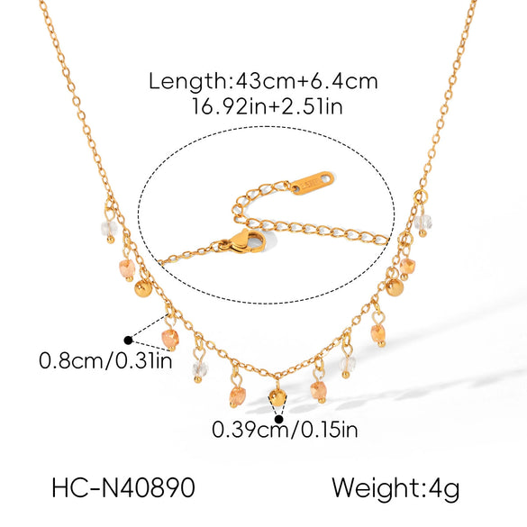 Women's Stainless Steel Star Pendant Necklace With Gypsophila Chain Pvd Vacuum Real Gold Plated Layered Ins Style Jewelry