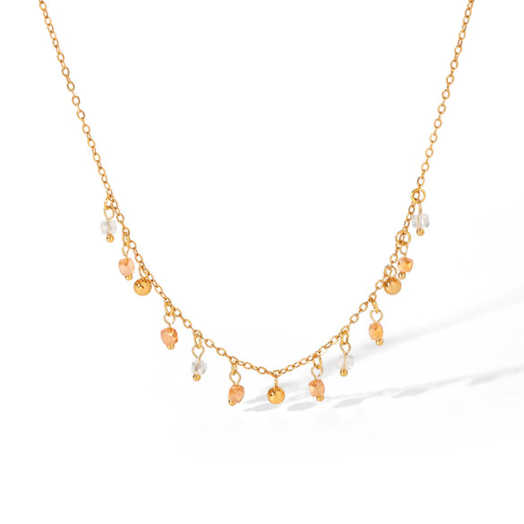 Women's Stainless Steel Star Pendant Necklace With Gypsophila Chain Pvd Vacuum Real Gold Plated Layered Ins Style Jewelry