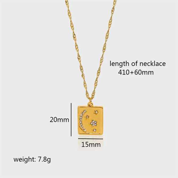 Women's Stainless Steel Star Pendant Necklace With Pvd Furnace Vacuum Real Gold Plating And Minimalist Style