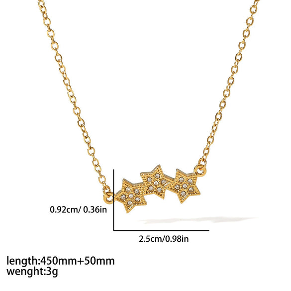 Women's Stainless Steel Star Pendant Necklace With Pvd Furnace Vacuum Real Gold Plating And Minimalist Style