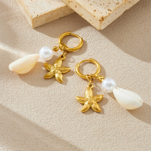 Women's Stainless Steel Star Shape Earrings With Electroplating
