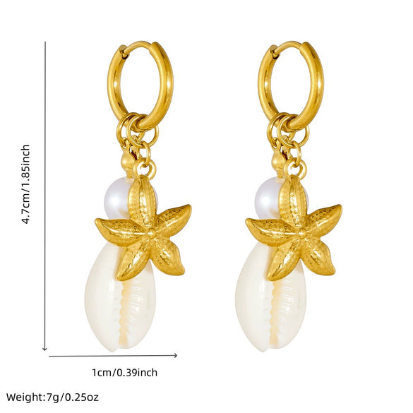 Women's Stainless Steel Star Shape Earrings With Electroplating