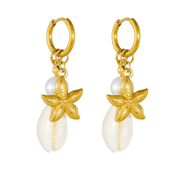 Women's Stainless Steel Star Shape Earrings With Electroplating