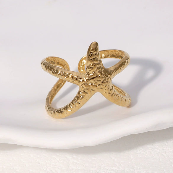 Women's Stainless Steel Star Shaped Rings With Electroplating Design And Simple Style