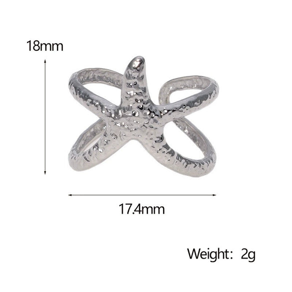 Women's Stainless Steel Star Shaped Rings With Electroplating Design And Simple Style