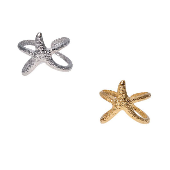 Women's Stainless Steel Star Shaped Rings With Electroplating Design And Simple Style