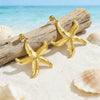 Women's Stainless Steel Starfish Earrings Beach Style Polished Marine Animal Design Fashion Versatile Ear Bone Earrings