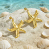 Women's Stainless Steel Starfish Earrings Beach Style Polished Marine Animal Design Fashion Versatile Ear Bone Earrings