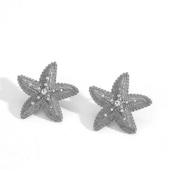 Women's Stainless Steel Starfish Earrings With Electroplating Animal Style And Star Pattern