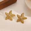 Women's Stainless Steel Starfish Earrings With Electroplating Animal Style And Star Pattern
