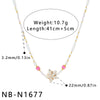 Women’s Stainless Steel Starfish Pattern Beaded Necklace With White Shell Inlay And 18K Vacuum Plated Geometric Pendant