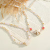 Women’s Stainless Steel Starfish Pattern Beaded Necklace With White Shell Inlay And 18K Vacuum Plated Geometric Pendant