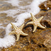Women's Stainless Steel Starfish Pearl Stud Earrings With Resin Inlay Vacation Style Ocean Inspired Geometric Earrings