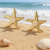 Women's Stainless Steel Starfish Pearl Stud Earrings With Resin Inlay Vacation Style Ocean Inspired Geometric Earrings
