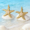 Women's Stainless Steel Starfish Pearl Stud Earrings With Resin Inlay Vacation Style Ocean Inspired Geometric Earrings