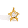 Women's Stainless Steel Starfish Ring With Zirconia Detail And Pvd Vacuum Gold Plating Geometric Ocean Inspired Jewelry