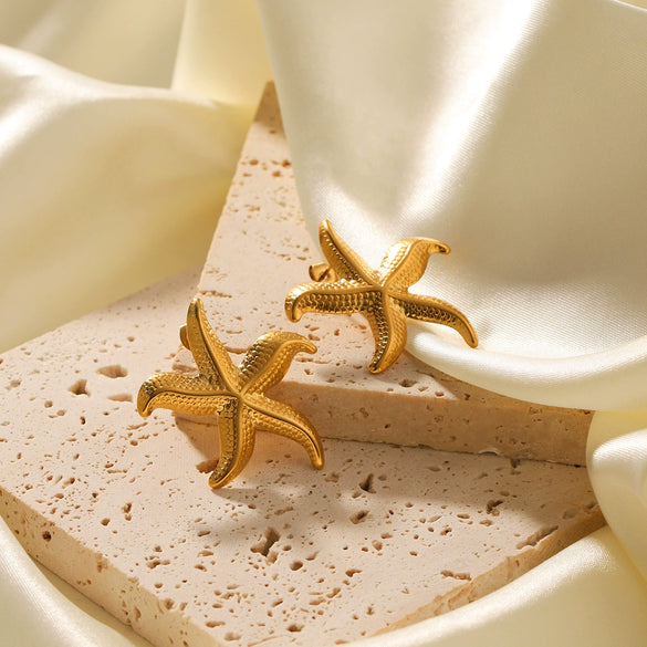 Women's Stainless Steel Starfish Starshaped Geometric Ocean Style Electroplated Earrings