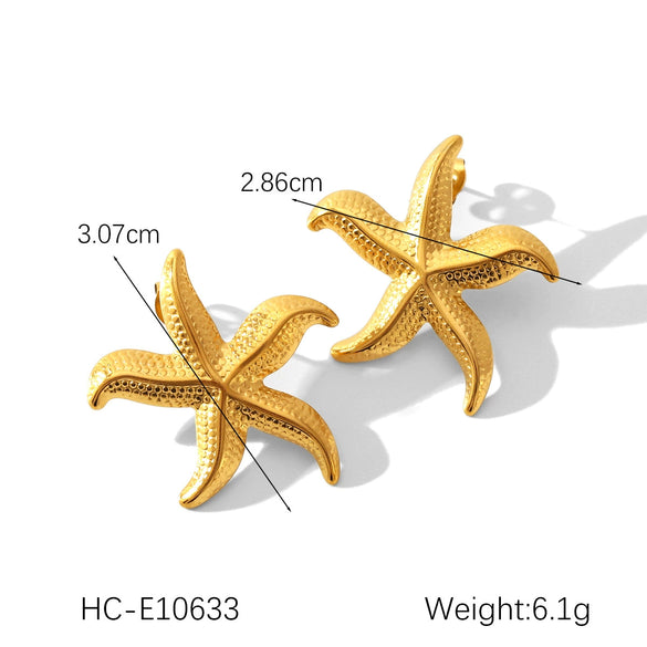 Women's Stainless Steel Starfish Starshaped Geometric Ocean Style Electroplated Earrings
