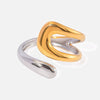Women's Stainless Steel Static Luxury Geometric Asymmetric Opening Ring With Electroplating