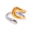 Women's Stainless Steel Static Luxury Geometric Asymmetric Opening Ring With Electroplating