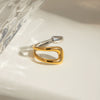 Women's Stainless Steel Static Luxury Geometric Asymmetric Opening Ring With Electroplating