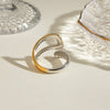 Women's Stainless Steel Static Luxury Geometric Asymmetric Opening Ring With Electroplating