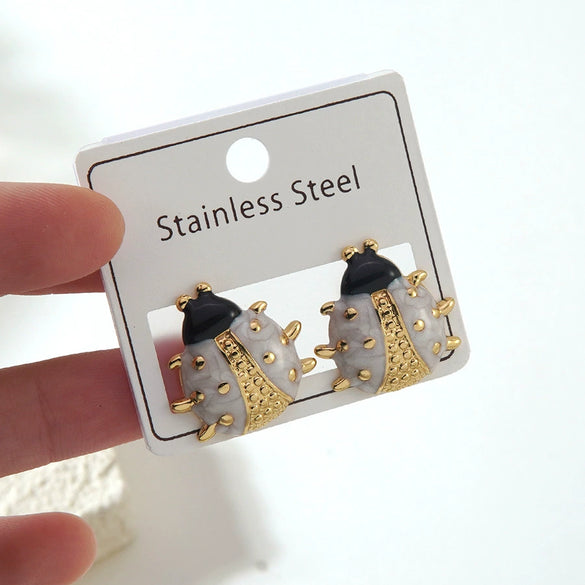 Women's Stainless Steel Stud Earrings With Electroplated Flower Starfish And Heart Shaped Design Light Luxury Jewelry