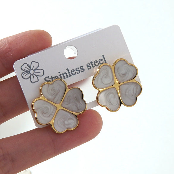 Women's Stainless Steel Stud Earrings With Electroplated Flower Starfish And Heart Shaped Design Light Luxury Jewelry