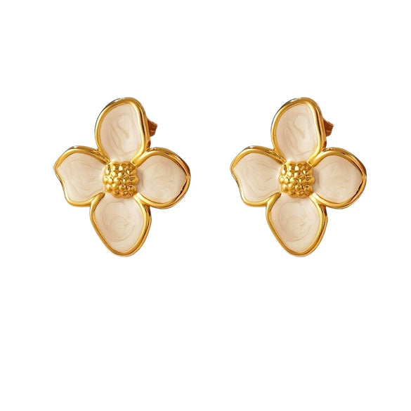 Women's Stainless Steel Stud Earrings With Electroplated Flower Starfish And Heart Shaped Design Light Luxury Jewelry