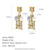 Women's Stainless Steel Stud Earrings With Reindeer And Snowflake Geometric Square Design Pvd Vacuum Gold Plated