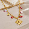 Women's Stainless Steel Summer Fruit And Flower Patterned Goldplated Oshaped Chain Clavicle Necklace