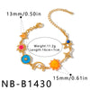 Women's Stainless Steel Sun And Moon Geometric Oil Drip Bracelet With Vacuum Plated Finish