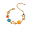 Women's Stainless Steel Sun And Moon Geometric Oil Drip Bracelet With Vacuum Plated Finish